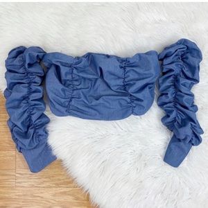 Chambray off the shoulder crop top